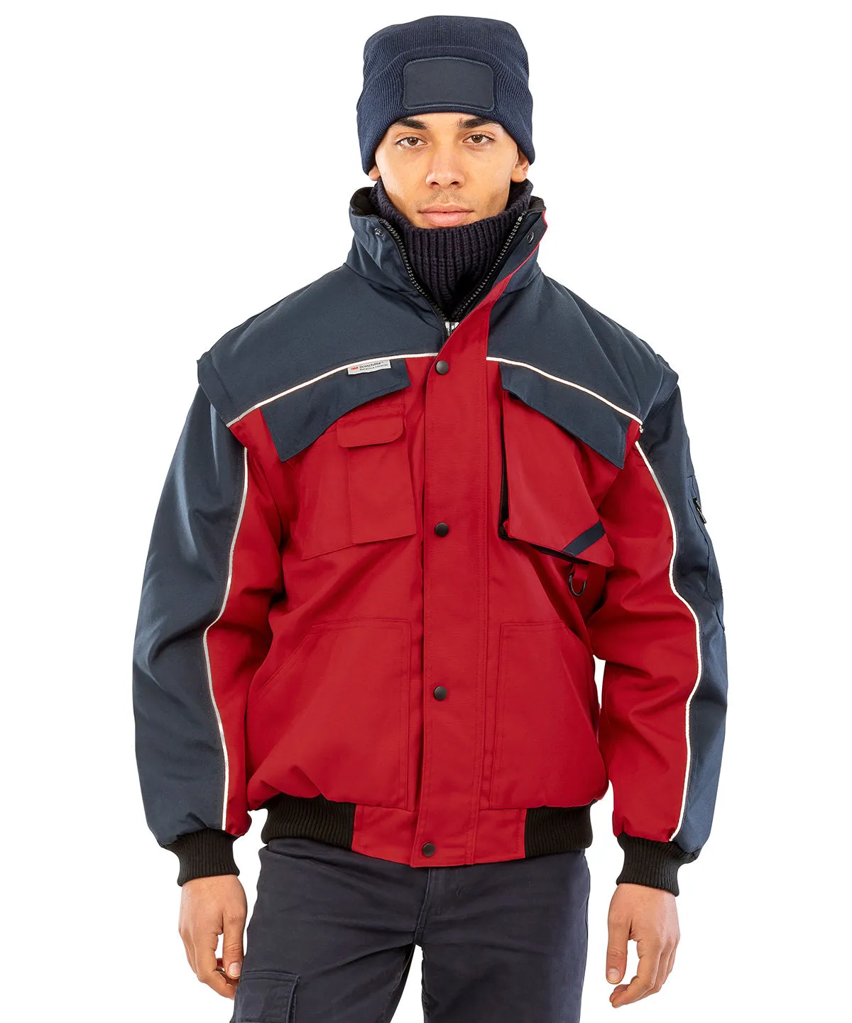 Work-Guard zip sleeve heavy-duty pilot jacket | Navy/Navy