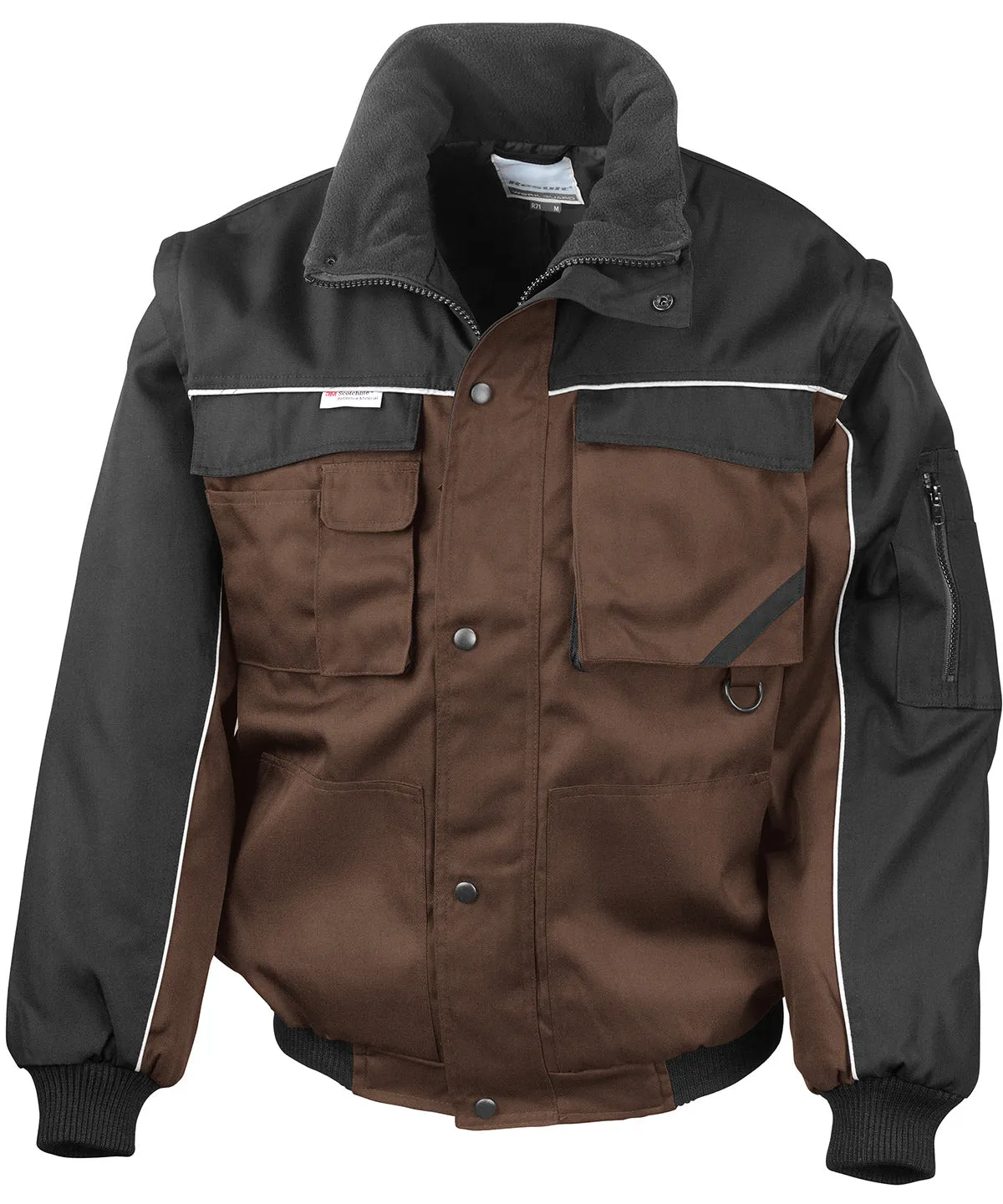 Work-Guard zip sleeve heavy-duty pilot jacket | Tan/Black