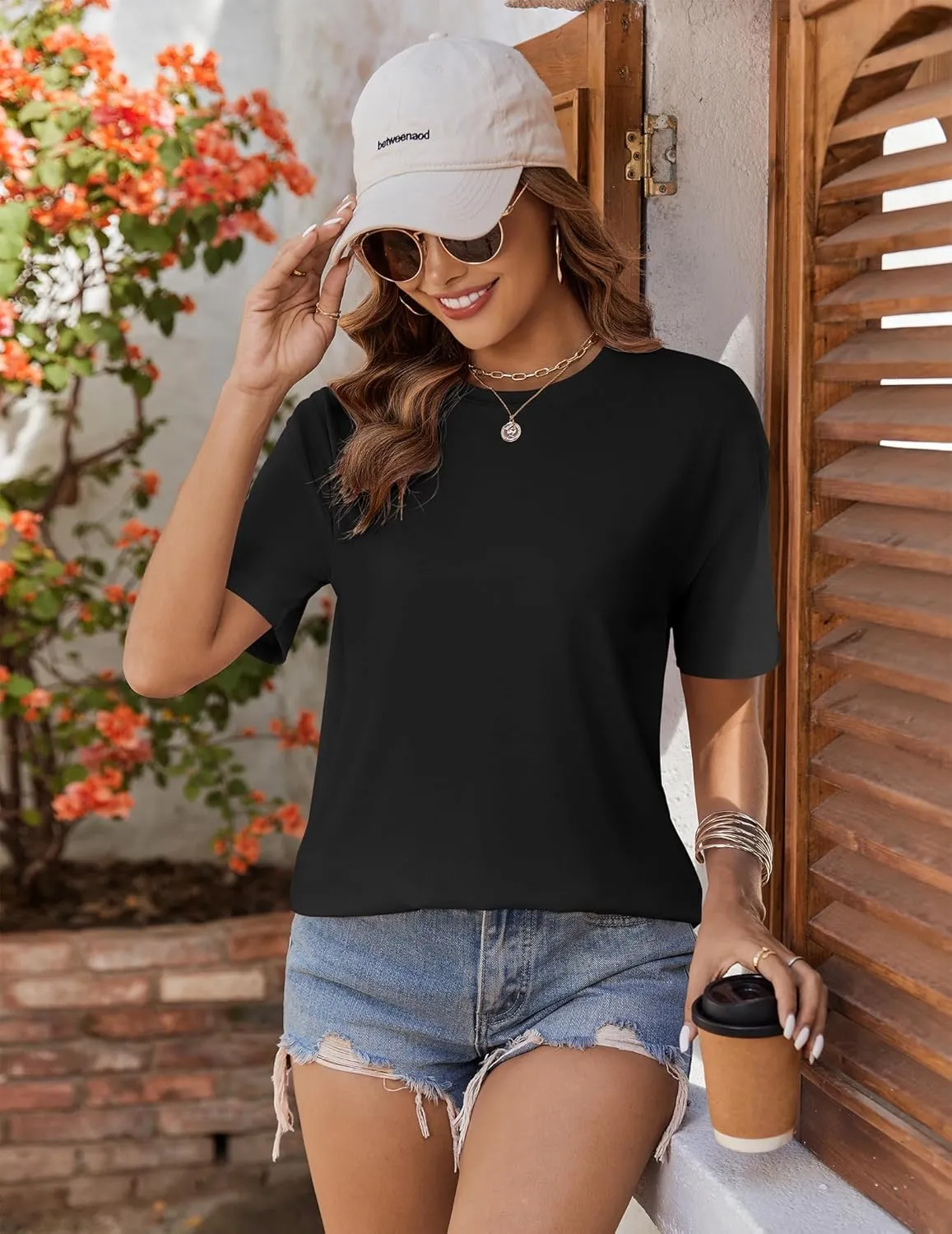 Zeagoo 2 Pack Women Tshirts Short Sleeve Crew Neck Tops