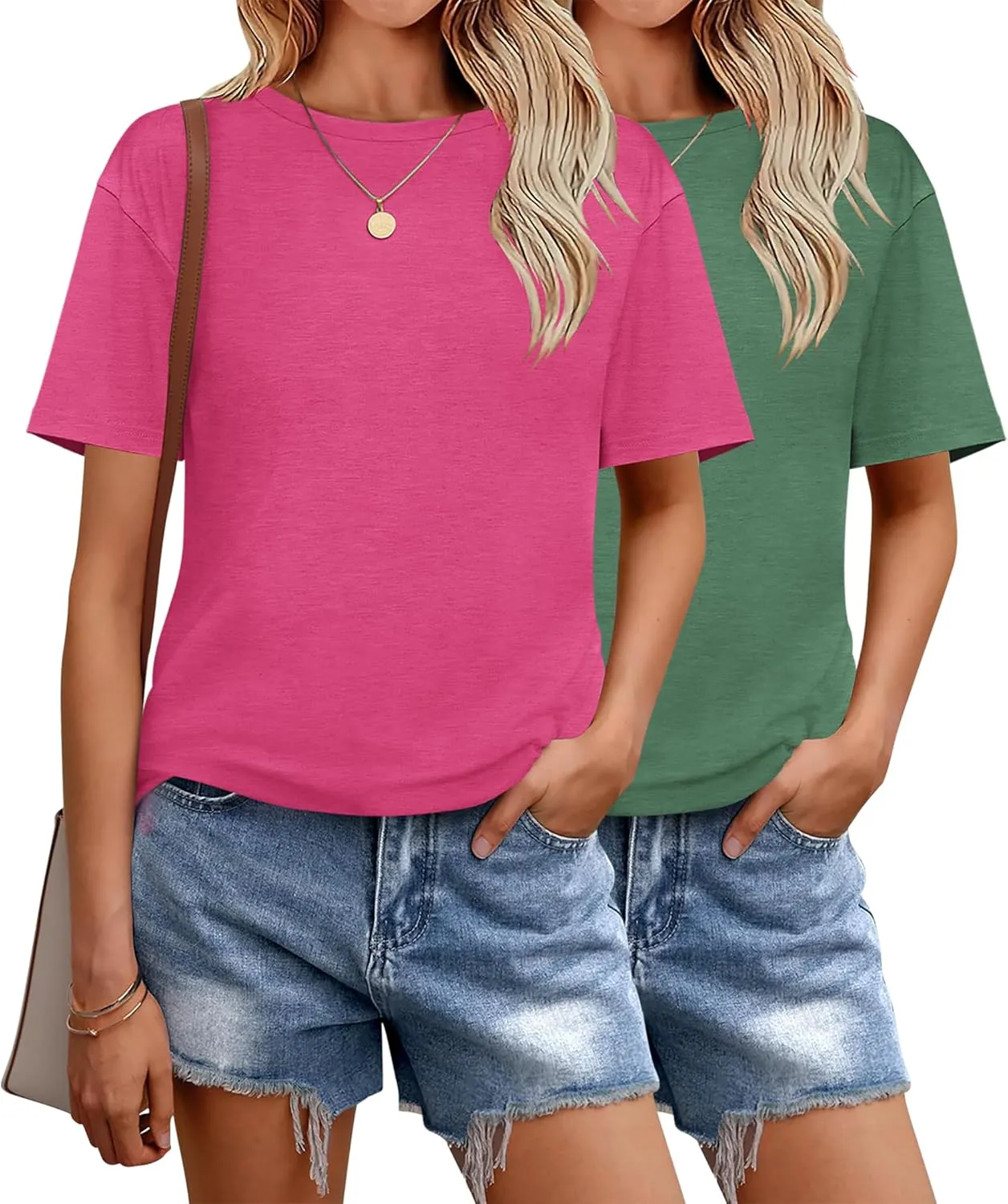 Zeagoo 2 Pack Women Tshirts Short Sleeve Crew Neck Tops